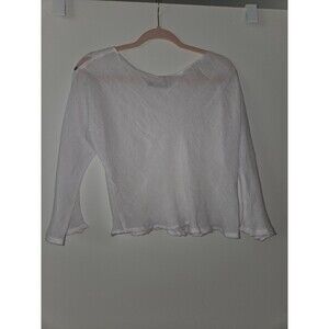 Gaya Womens Sz XS Silk Blend Lightweight Blouse Top Boho Open Button Sleeve